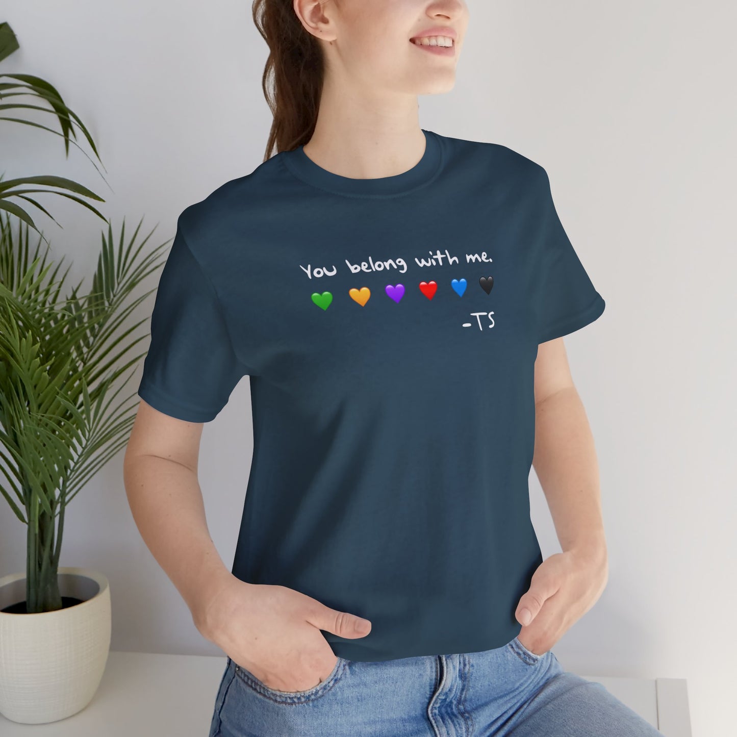 "You Belong With Me" Heart Tee - Unisex Jersey Short Sleeve T-Shirt, Casual Wear, Gift for Friends, Swiftie Gift