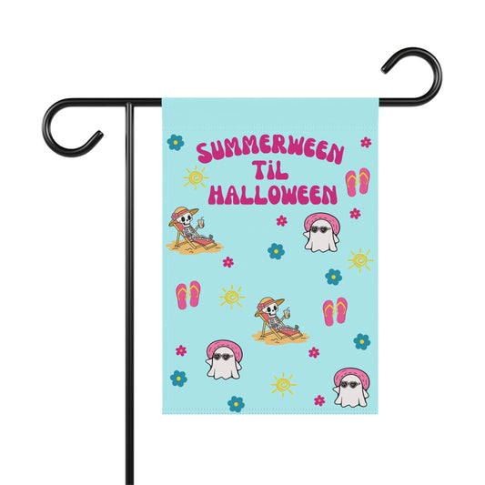 Aqua Summerween Garden Banner, Fun Outdoor Decor, Halloween Party Decoration, Seasonal Home Accent, Whimsical Yard Sign