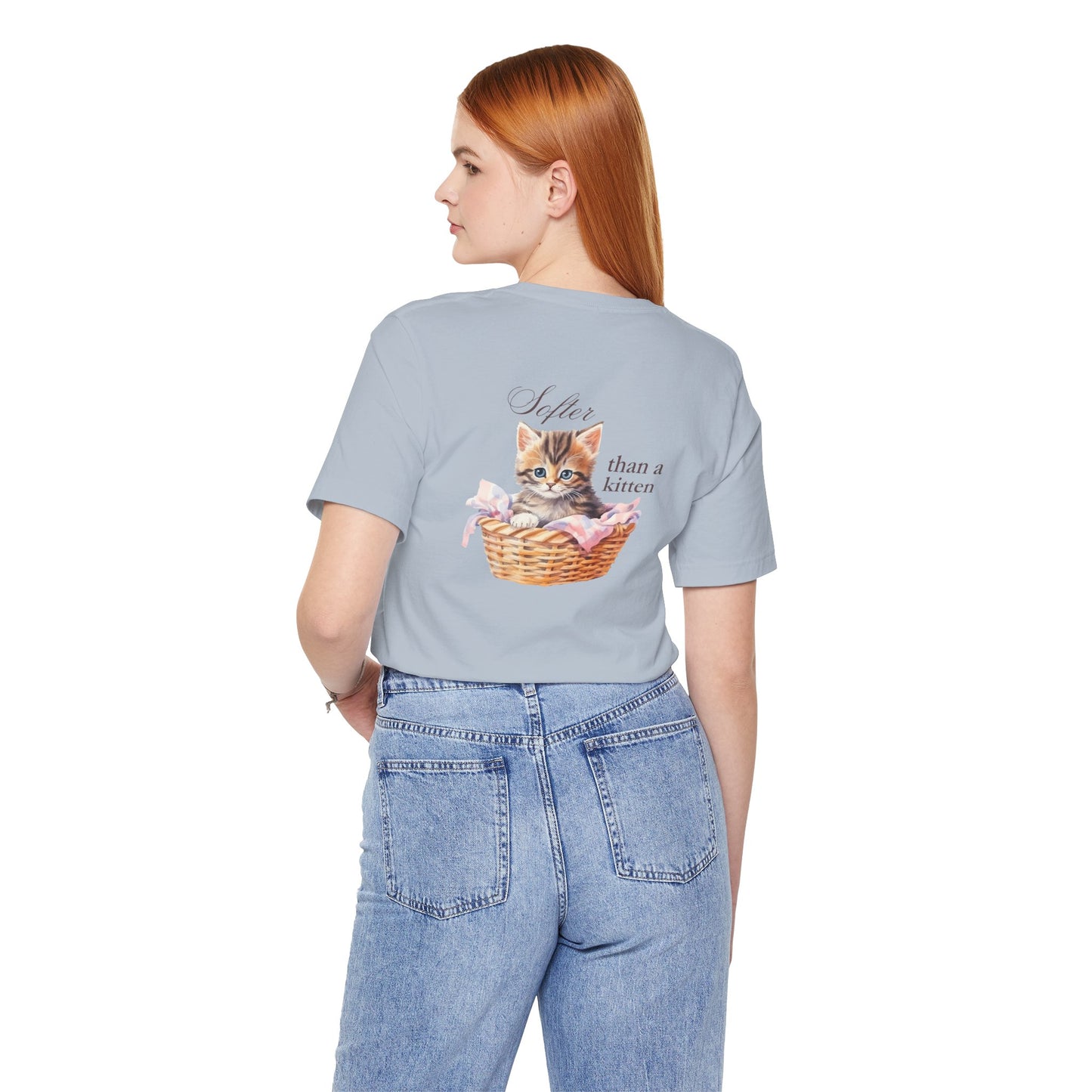Sweeter than a Peach, Softer than a Kitten - Bella Canvas Unisex Jersey T-Shirt | Graphic Tee for Cat Lovers, Gifts for Her, Birthday Present, Casual Wear, Peach and Kitten Designs