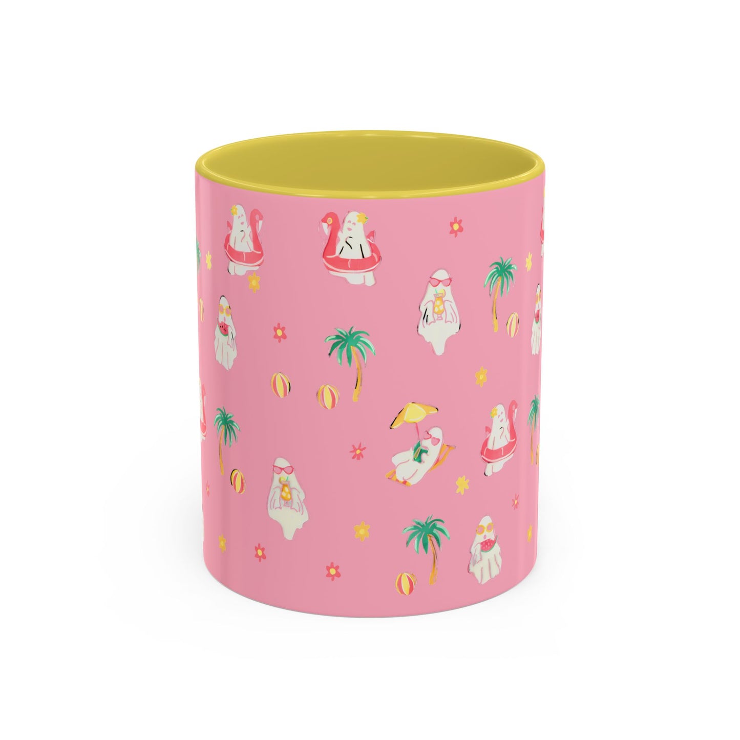 Pink Summerween Ghostie Mugs - Fun Gift, Beach Decor, Unique Coffee Cup, Cute Summer Drinkware, Perfect for Summer