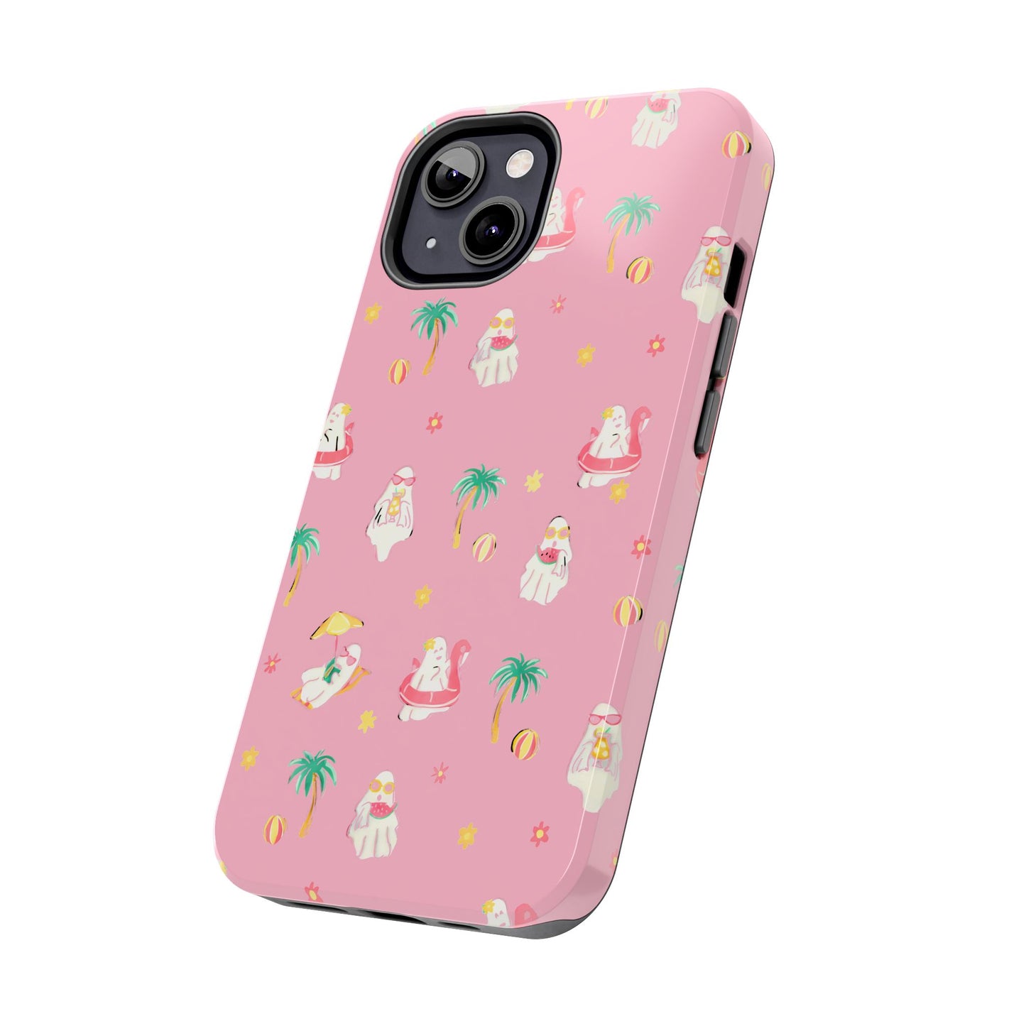 Pink Summerween Phone Cases with Ghosties - Fun Vacation Accessories, Cute Gift for Beach Lovers, Phone Covers, Summer Essentials
