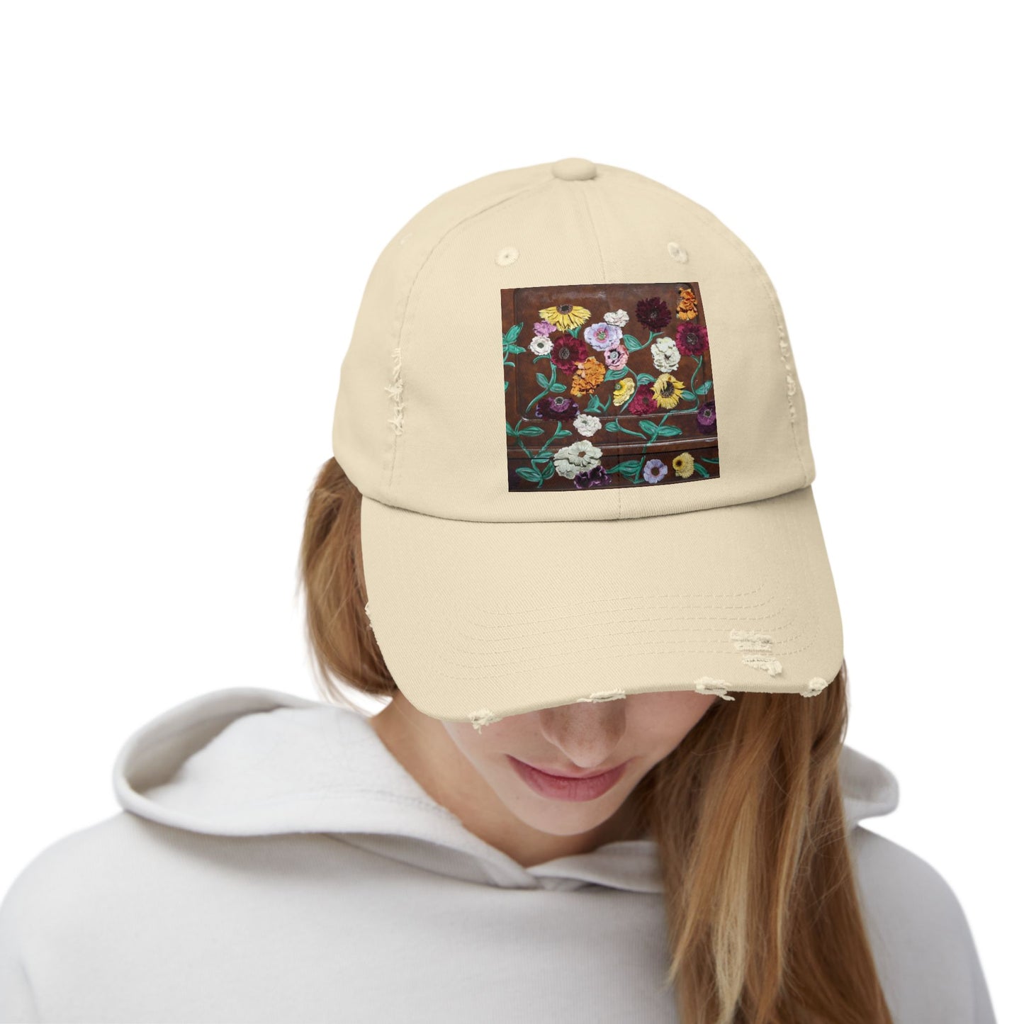 Surprise Song Floral Piano - Unisex Distressed Cap