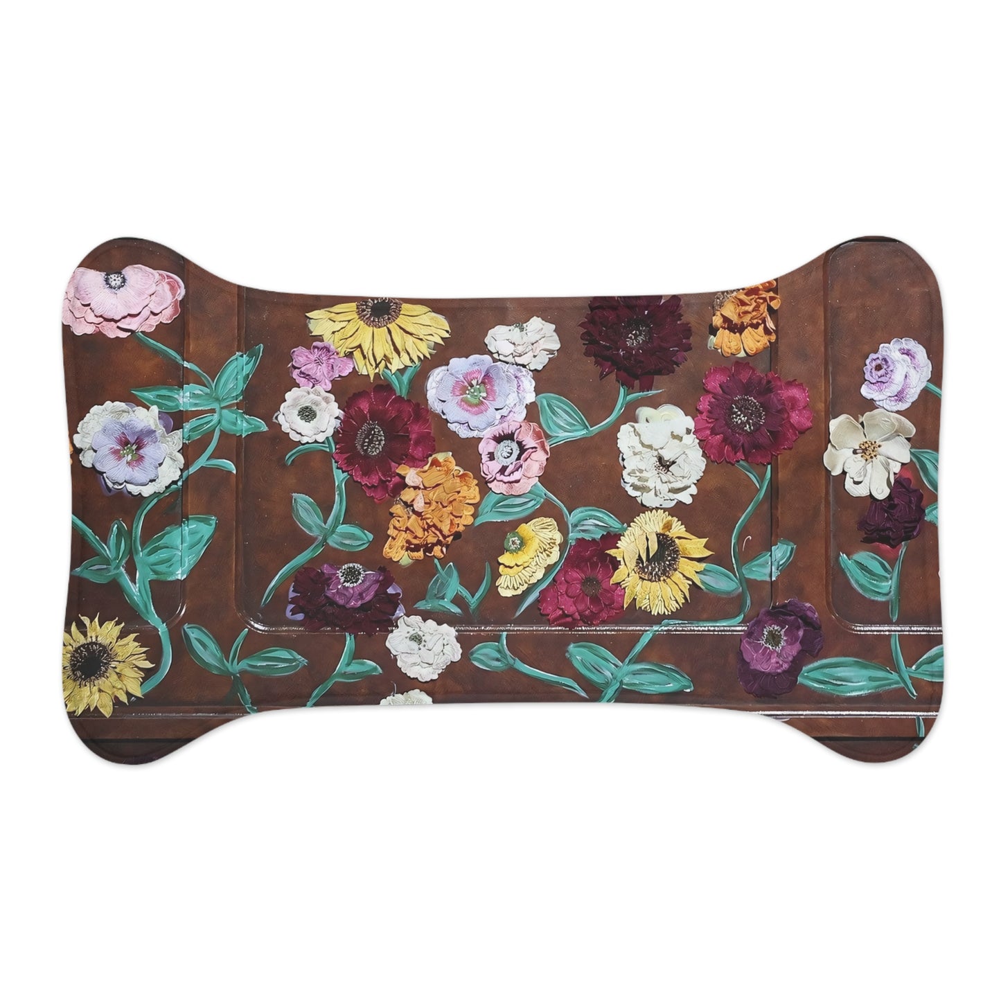 Acoustic Piano Floral Pet Feeding Mat — Waterproof Bowl Placemat for Dogs & Cats