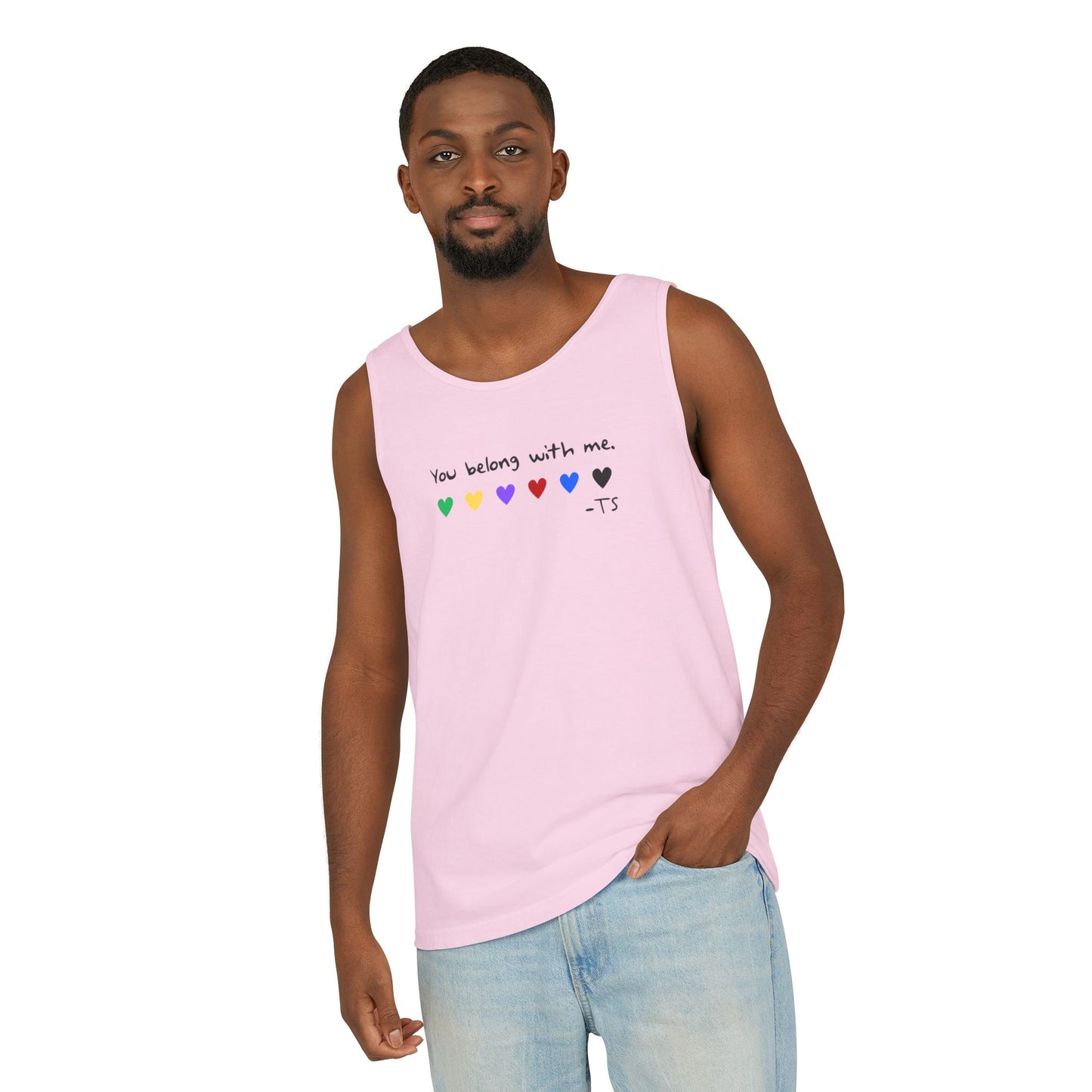 You Belong With Me Printed Comfort Colors Unisex Garment-Dyed Tank Top, Love Heart Tee, Cute Summer Top, Casual Wear, Gift for Friends