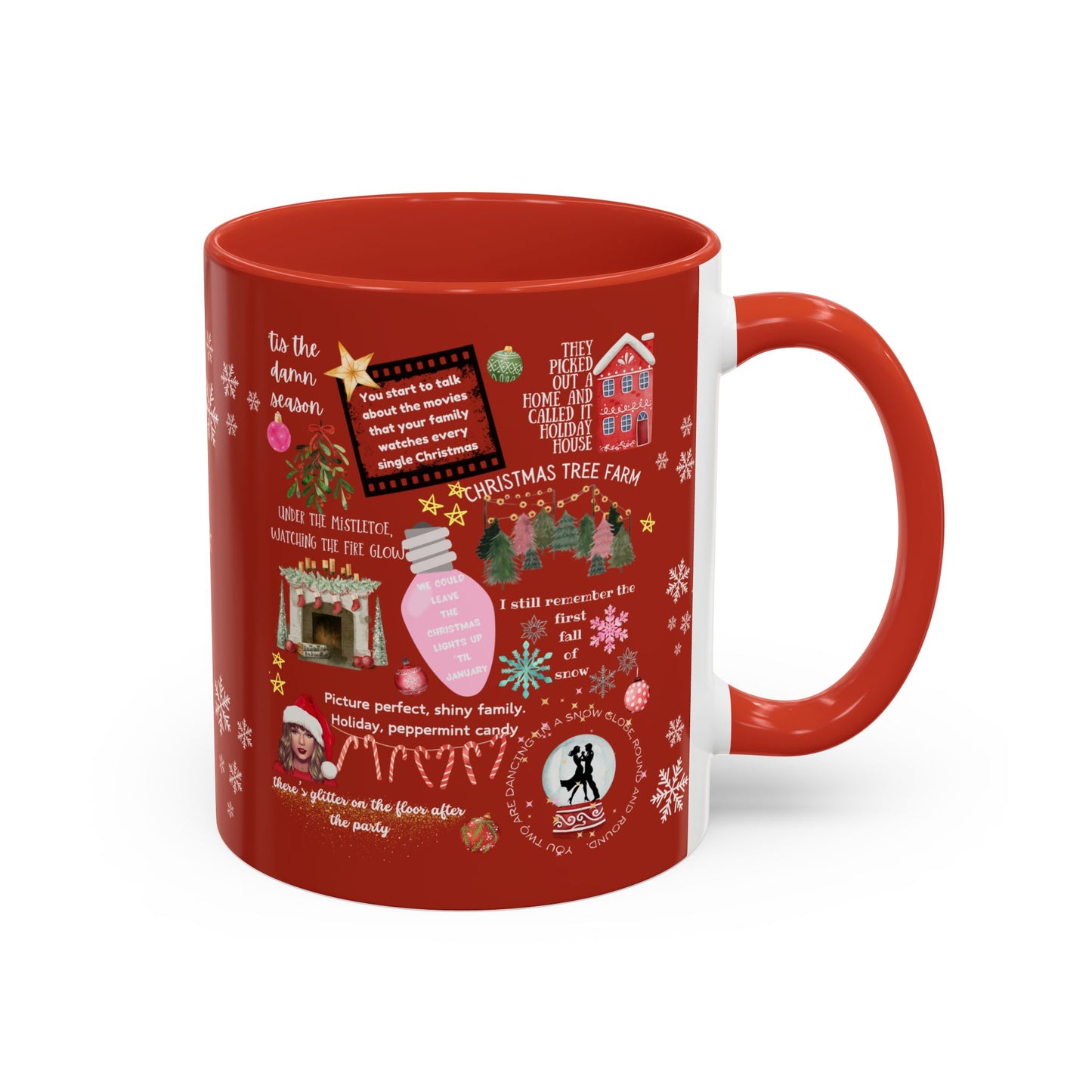 Merry Swiftmas - Swiftie Lyrics Collage - Accent Coffee Mug (11, 15oz)