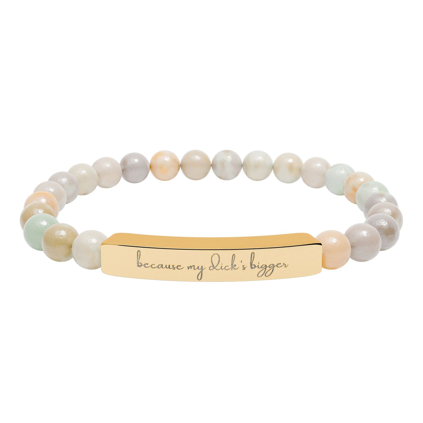 Engravaved Natural Stone Stretch Bracelet- my d**** bigger