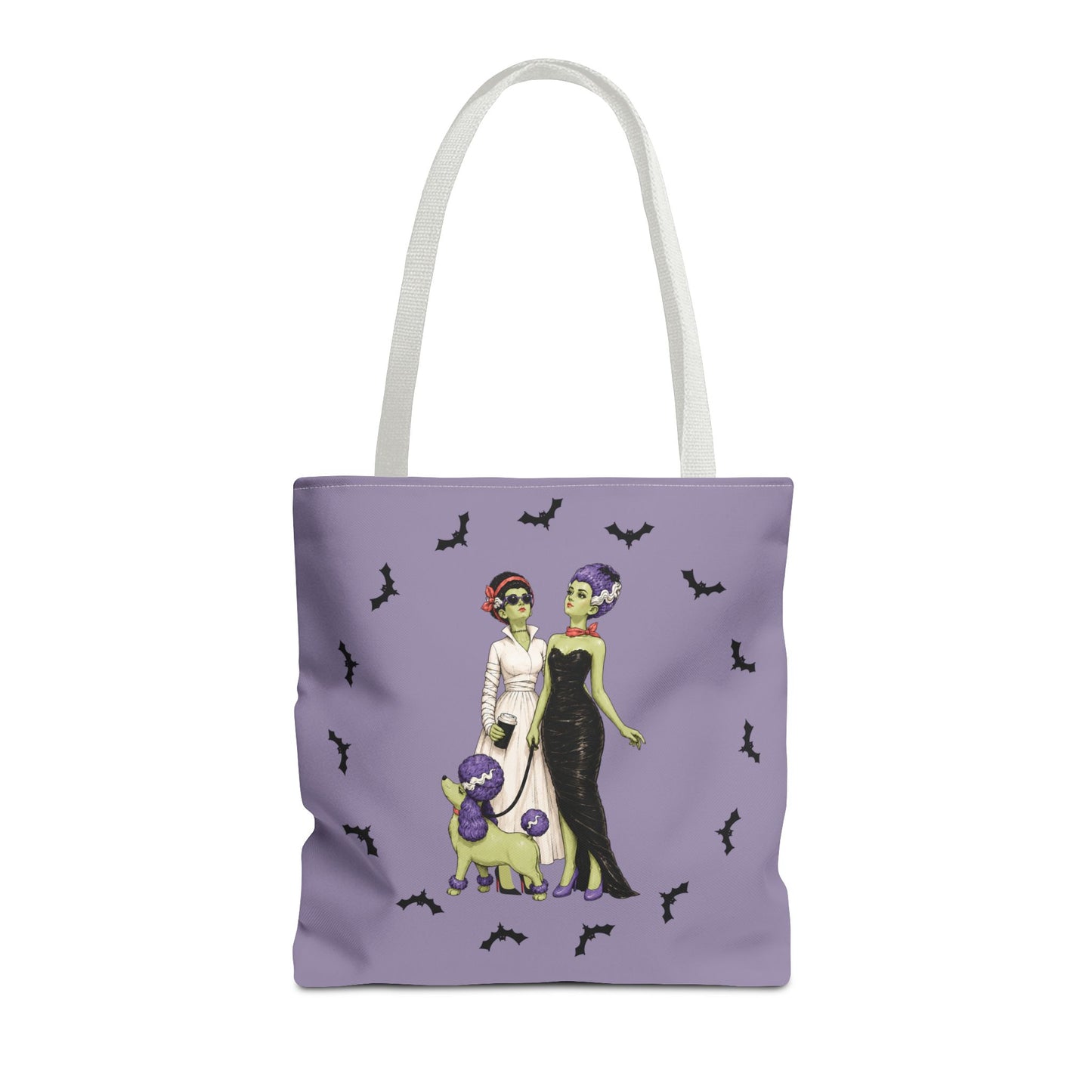 Gothic Brides Tote Bag — Retro Monster Dog Walk Design