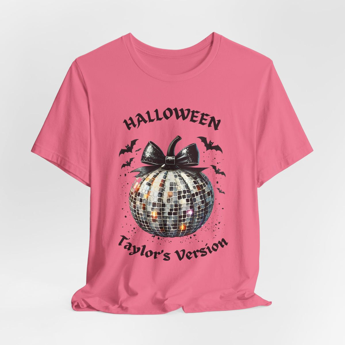 Halloween - TV - Black Disco Ball Pumpkin - Bats - Swiftie Halloween - Unisex Jersey Short Sleeve Tee