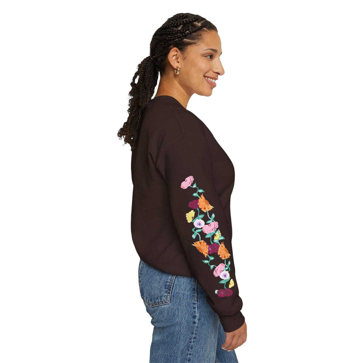 Acoustic Piano Floral Sleeve Crewneck Sweatshirt