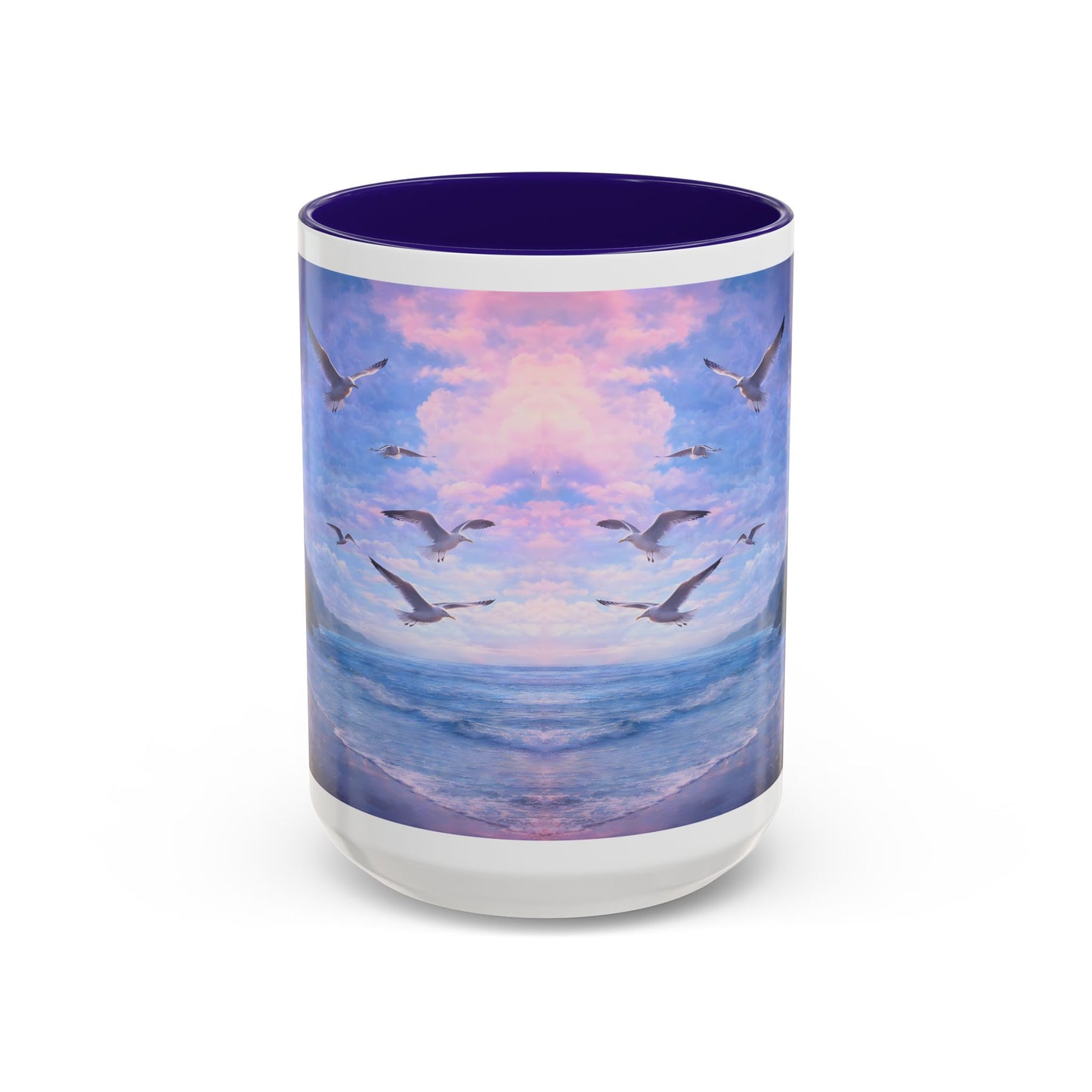 Keep it 100 Seaside Dreamscape Mug — Sunset Ocean Birds Art (11oz & 15oz)