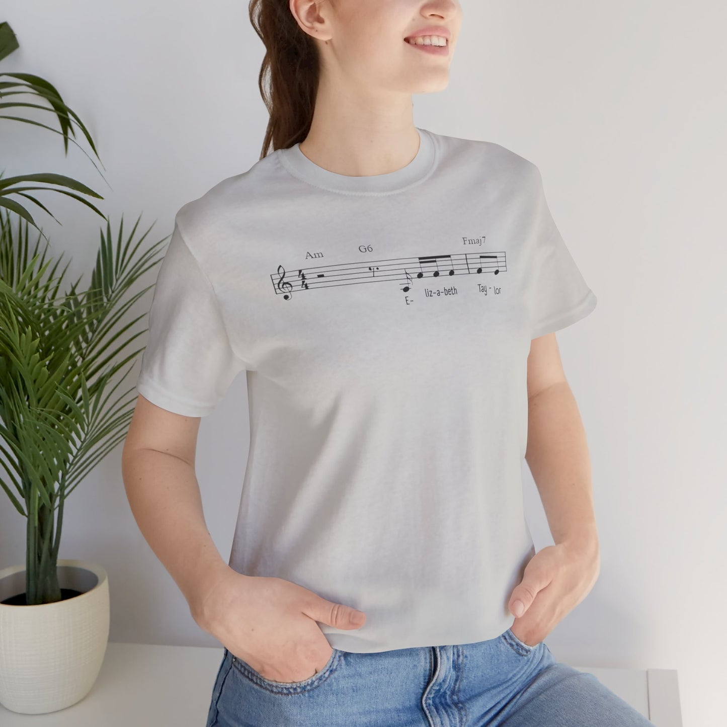 Elizabeth Tay-lor Musical Notes Unisex Tee, Gift for Musicians, Music Lover T-Shirt, Casual Everyday Wear, Concert Outfit
