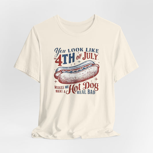 4th of July Hot Dog Tee, Unisex Summer T-Shirt, Fun BBQ Shirt, Independence Day Apparel, Grilling Gift, Funny Graphic Tee
