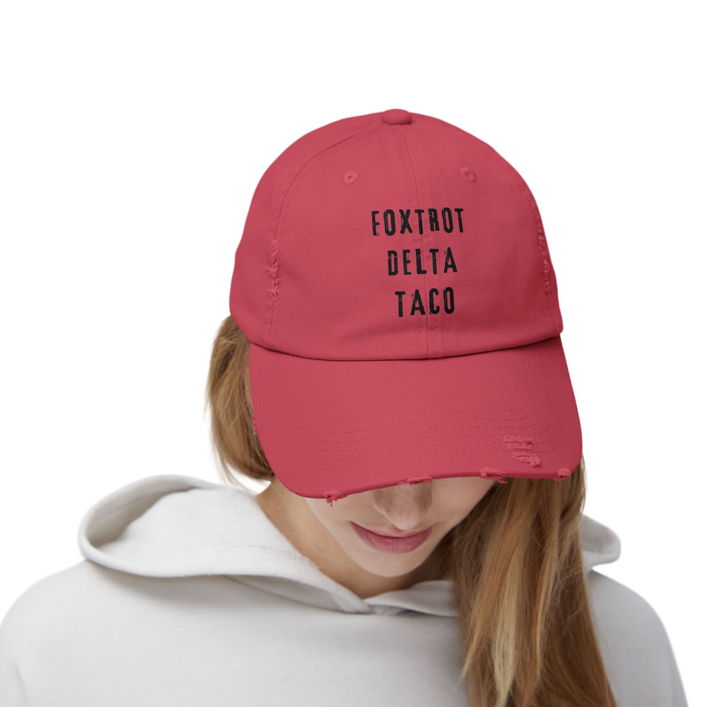 Foxtrot Delta Taco FDT - Anti Trump -Distressed Cap with Fun Slogan – Perfect for Casual Wear, Gifts, Travel, or Everyday Adventures