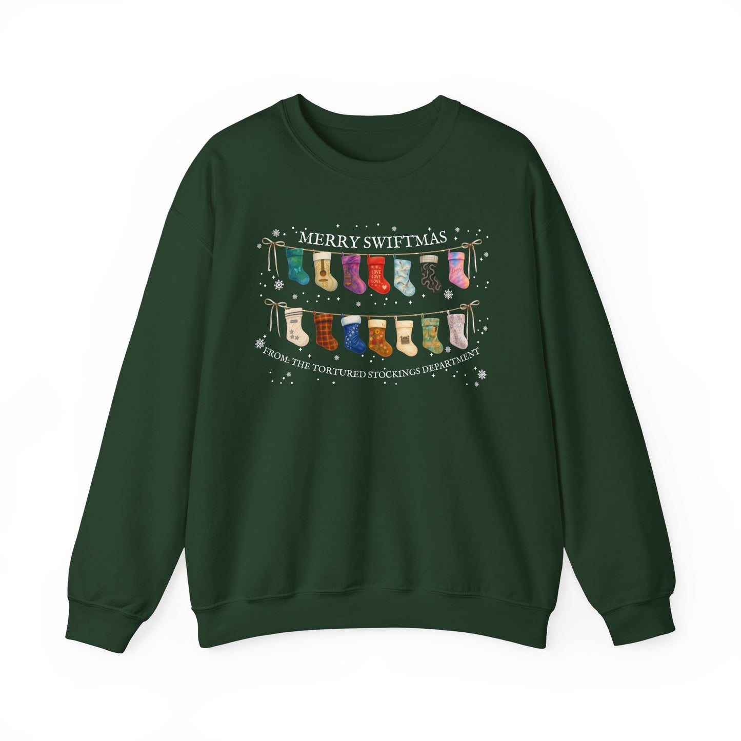 The Tortured Stockings Department Crewneck Sweatshirt — “Merry Swiftmas” Holiday Sweater