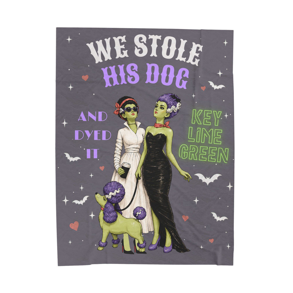 Monster Brides Lesbian Couple Velveteen Plush Blanket – Retro Monster Romance Throw