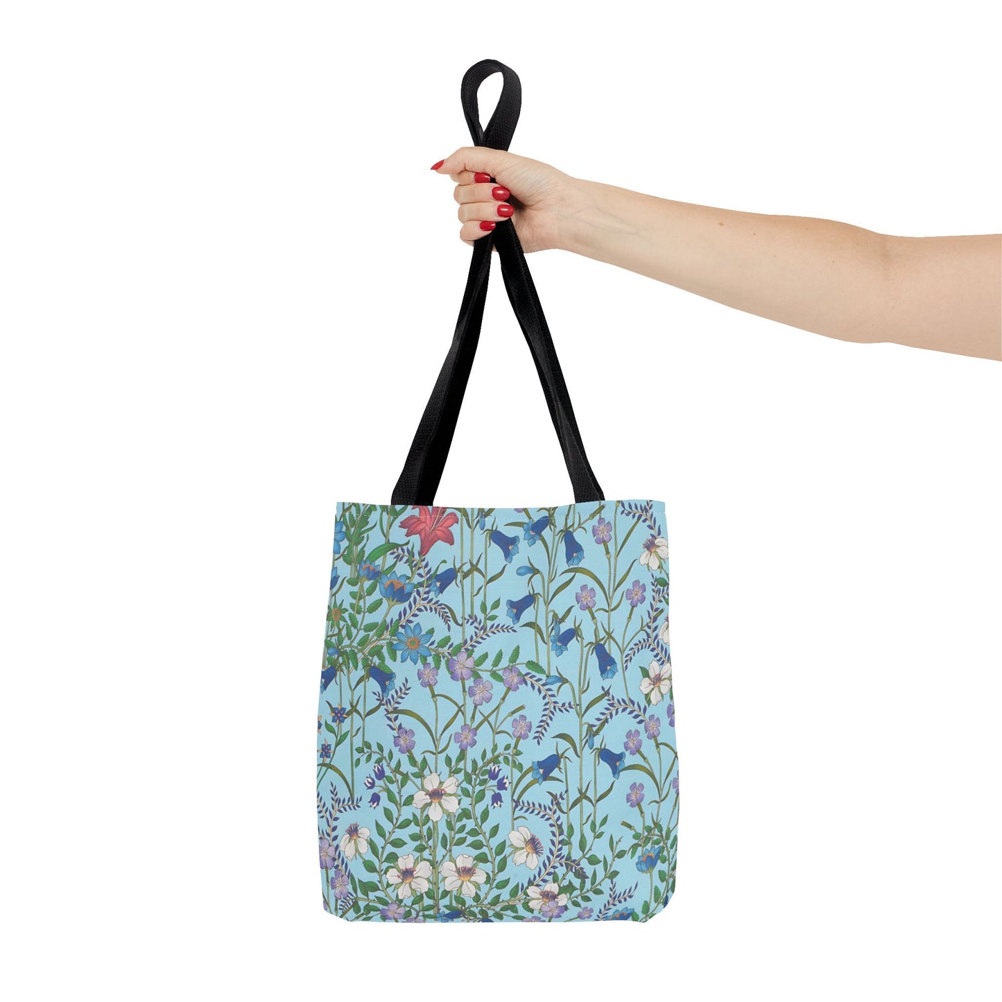 Floral Pattern Tote Bag "Flora Blue" - Vibrant Garden Style for Everyday Use