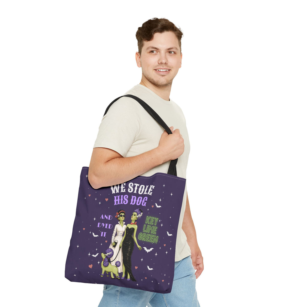 Gothic Brides Tote Bag — Retro Monster Dog Walk Design