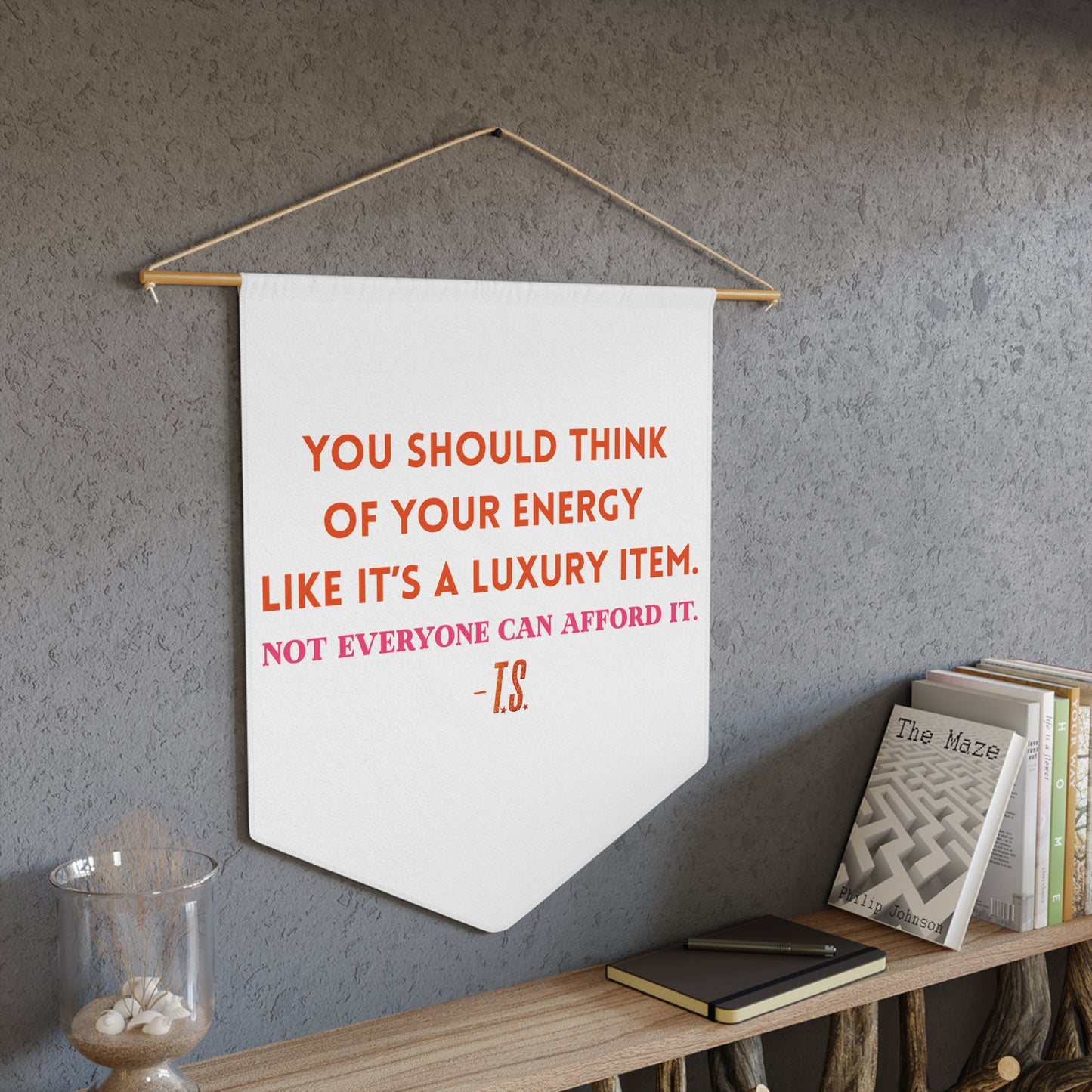 Luxury Energy Pennant Wall Decor, Positive Energy Banner, Inspirational Home Art, Unique Gift for Friends, Modern Wall Hanging, Indoor Decor