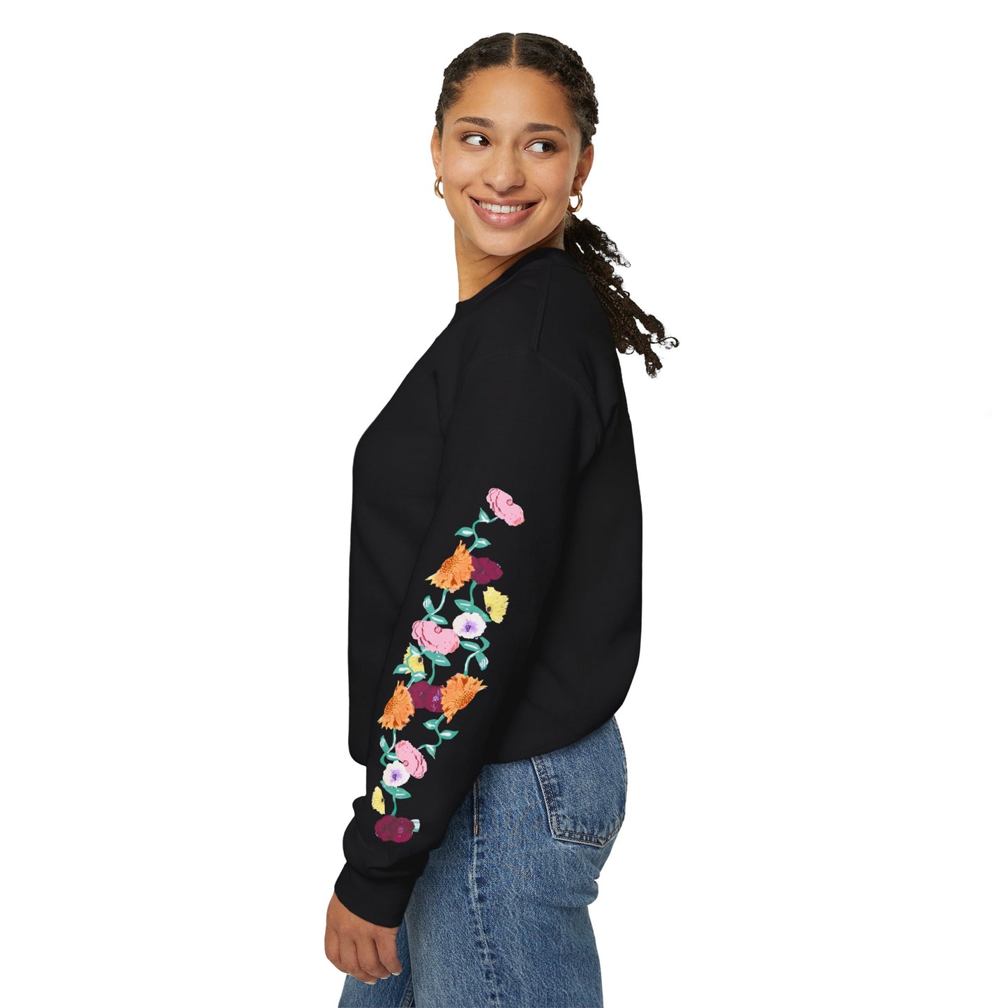 Acoustic Piano Floral Sleeve Crewneck Sweatshirt