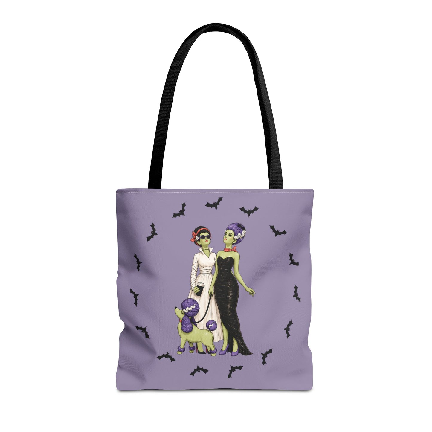 Gothic Brides Tote Bag — Retro Monster Dog Walk Design