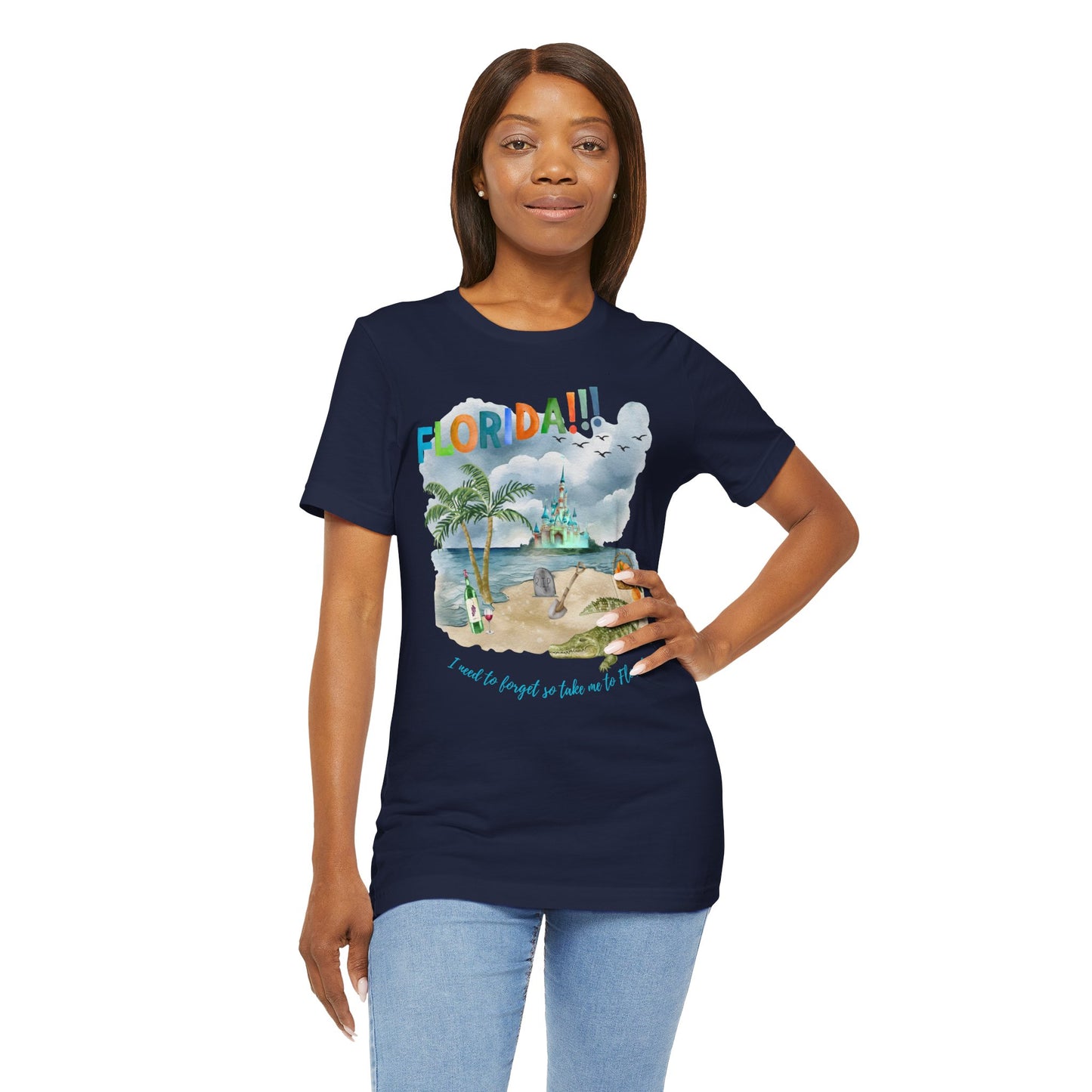 FLORIDA!!! Watercolor Print - Unisex Jersey Short Sleeve Tee