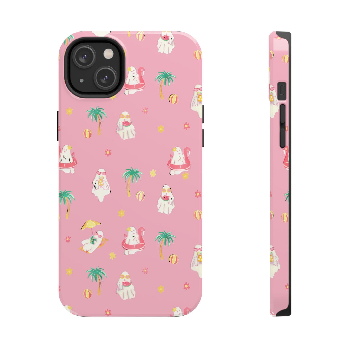 Pink Summerween Phone Cases with Ghosties - Fun Vacation Accessories, Cute Gift for Beach Lovers, Phone Covers, Summer Essentials