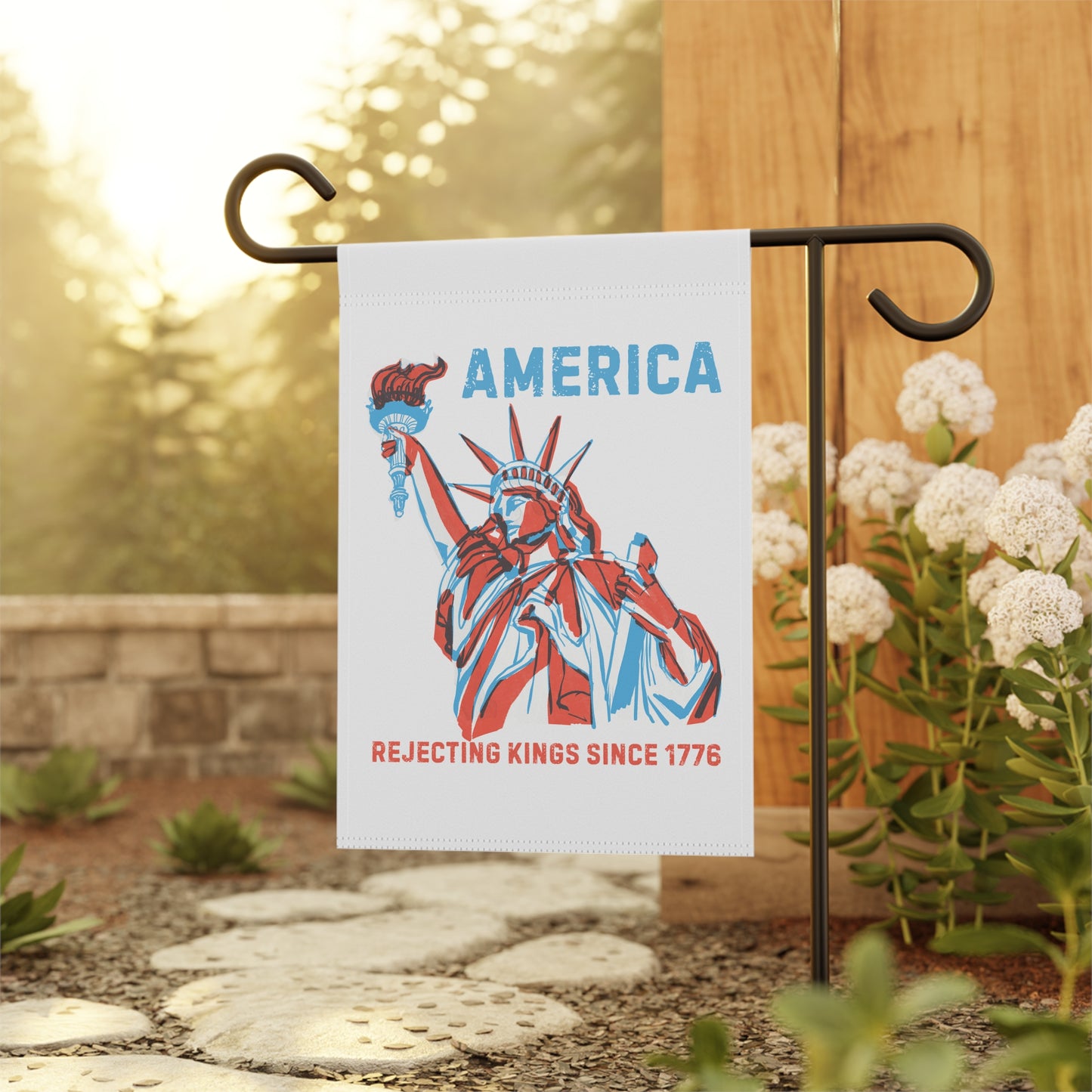 Rejecting Kings Patriotic Garden Banner, Yard Decoration, Outdoor Flag, American Pride Decor, 4th of July, Home & Garden Ornament