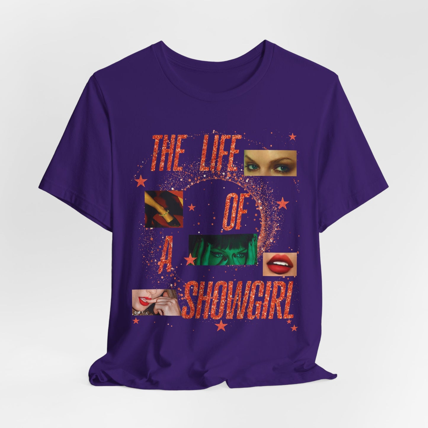 Showgirl Life Collage Graphic Tee, Unisex Jersey T-Shirt, Retro Style Top, Casual Wear, Gift for Performers, Fashion Statement Shirt