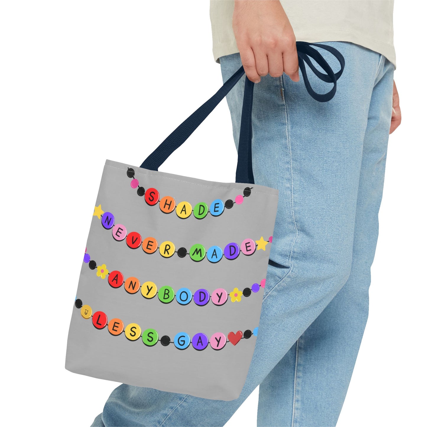 Shade Never Made Anybody Less Gay - Friendship Bracelet Pride - Colorful Pride Tote Bag, LGBTQ+ Shopping Bag, Fun Statement Bag, Gift for Friends, Eco-Friendly Tote