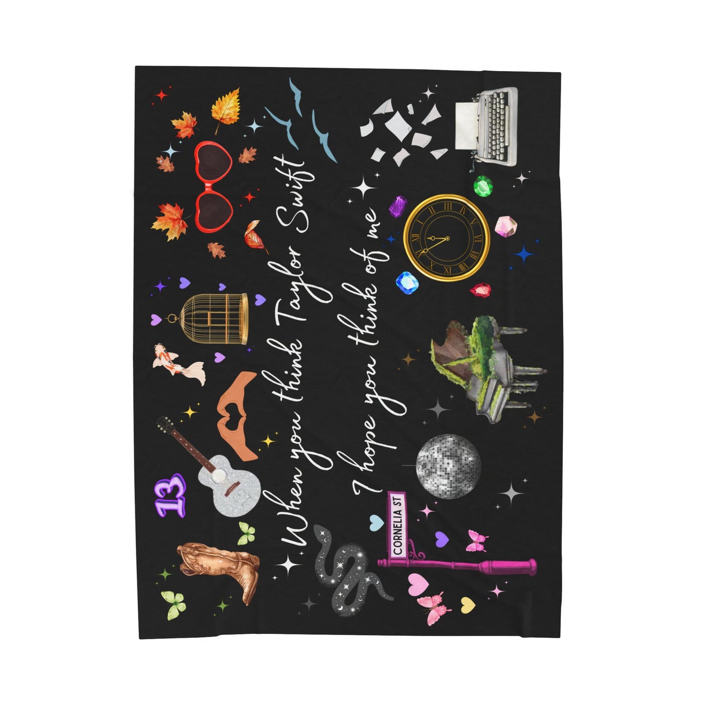 I hope you think of me -  Lightweight Velveteen Plush Blanket, Cozy Throw, Gift for Swifties, Home Decor, Music Lover Blanket, Soft Fleece