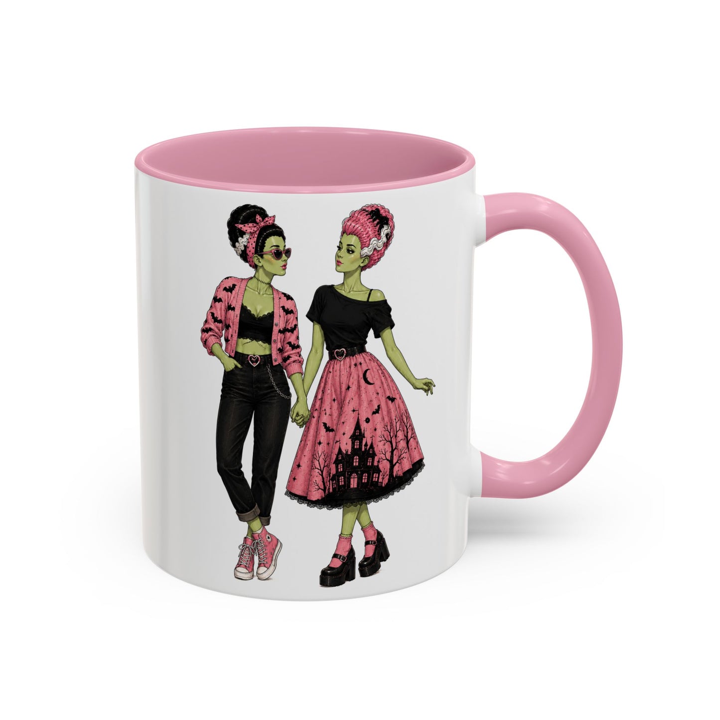 Pink Monster Brides Lesbian Couple Mug — 11 oz Coffee Cup