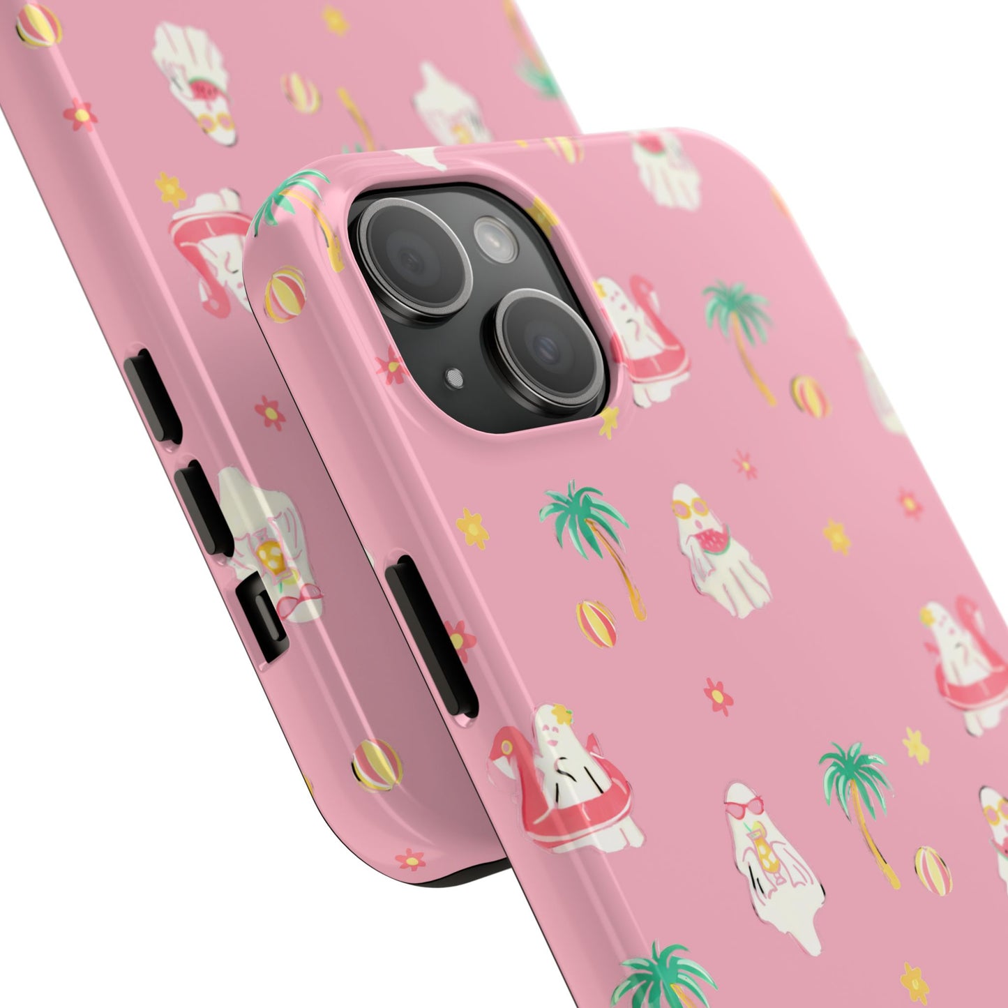 Pink Summerween Phone Cases with Ghosties - Fun Vacation Accessories, Cute Gift for Beach Lovers, Phone Covers, Summer Essentials