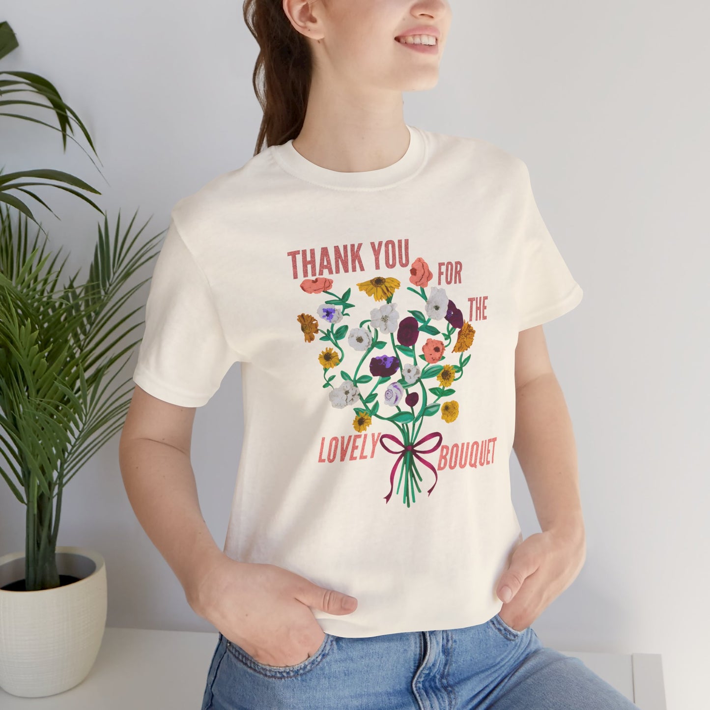Thank You For The Lovely Bouquet, acoustic piano flowers Tee, Unisex Jersey Short Sleeve T-Shirt, Gift for Friends, Appreciation Shirt, Floral Design, Casual Wear