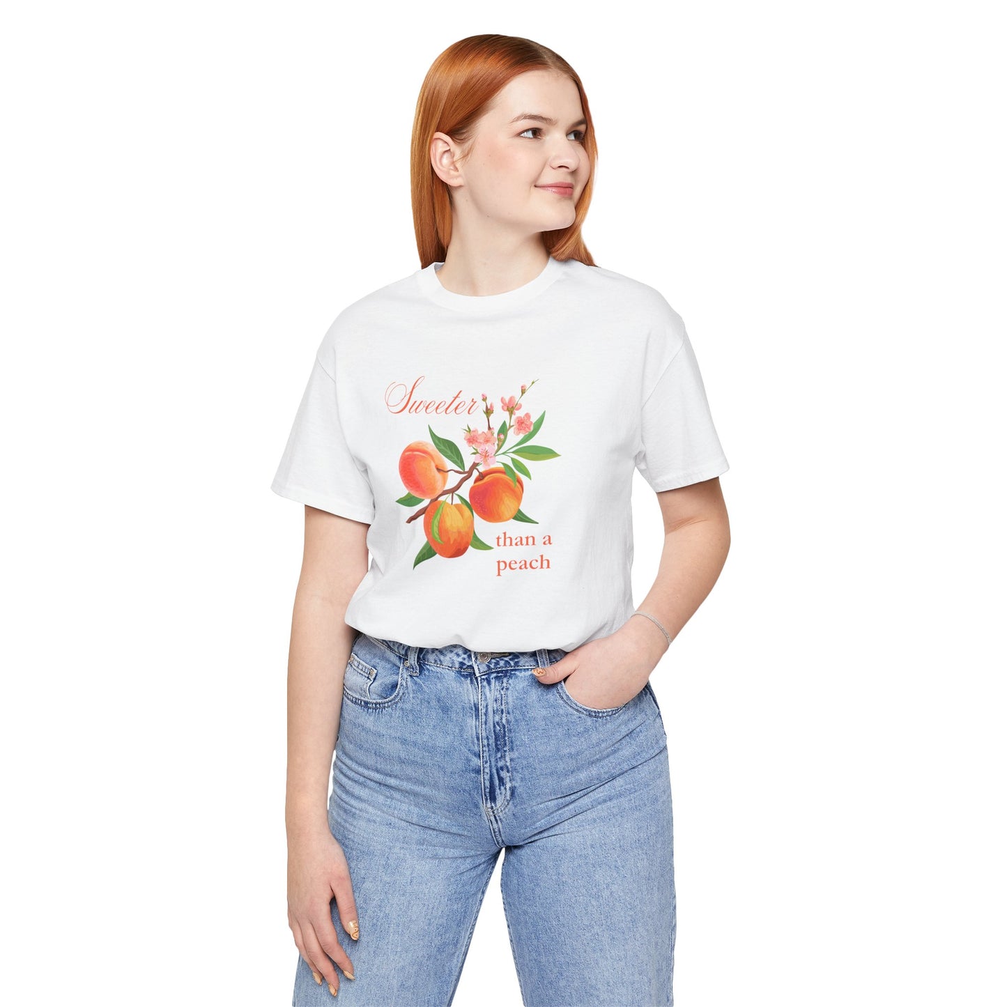 Sweeter than a Peach, Softer than a Kitten - Bella Canvas Unisex Jersey T-Shirt | Graphic Tee for Cat Lovers, Gifts for Her, Birthday Present, Casual Wear, Peach and Kitten Designs
