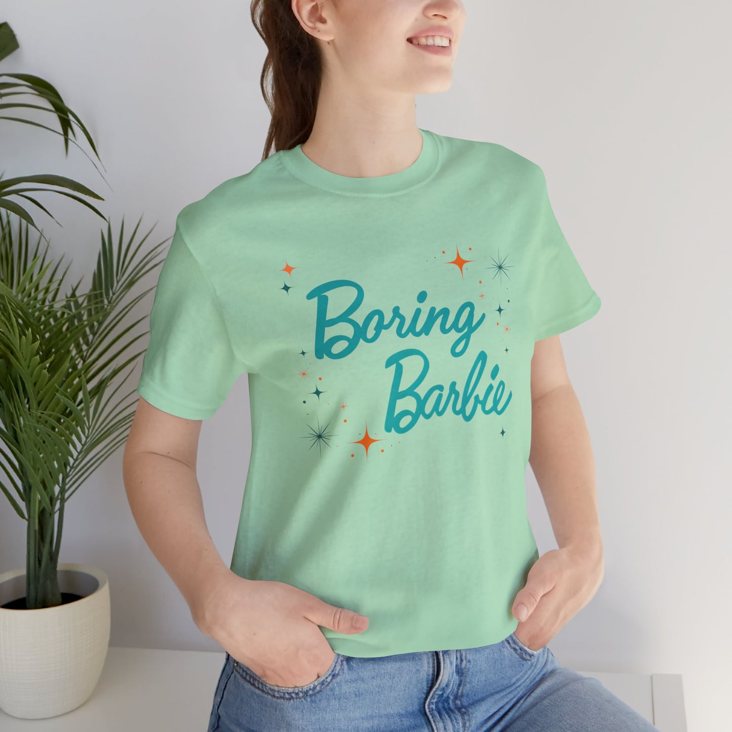 Boring Barbie with stars - Unisex Jersey Tee - Fun Casual Shirt, Gift for Barbie Fans, Summer Wardrobe Essential, Holiday Outfits, Birthday Present