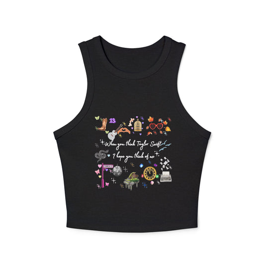 I hope you think of me - Trendy Women's Graphic Racer Tank Top, Casual Summer Wear, Festival Outfit, Gift for Her, Everyday Essentials