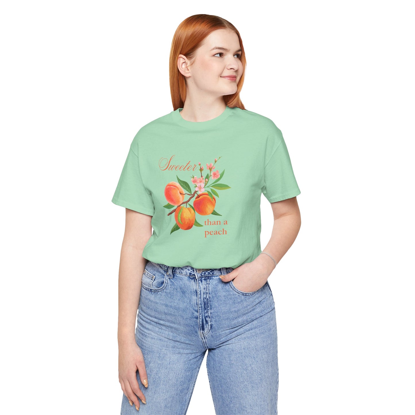 Sweeter than a Peach, Softer than a Kitten - Bella Canvas Unisex Jersey T-Shirt | Graphic Tee for Cat Lovers, Gifts for Her, Birthday Present, Casual Wear, Peach and Kitten Designs
