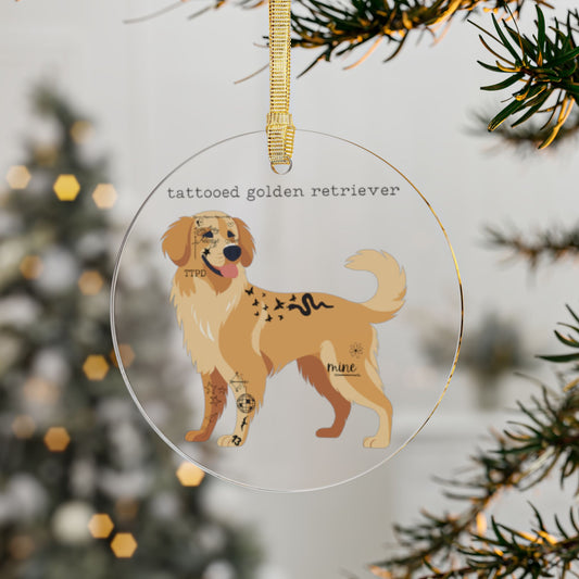Tattooed Golden Retriever - Acrylic Ornament