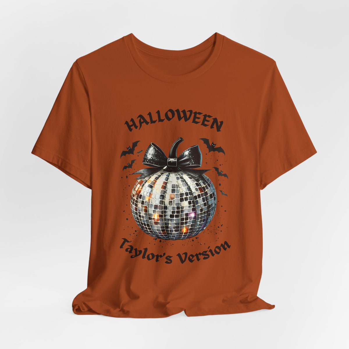 Halloween - TV - Black Disco Ball Pumpkin - Bats - Swiftie Halloween - Unisex Jersey Short Sleeve Tee