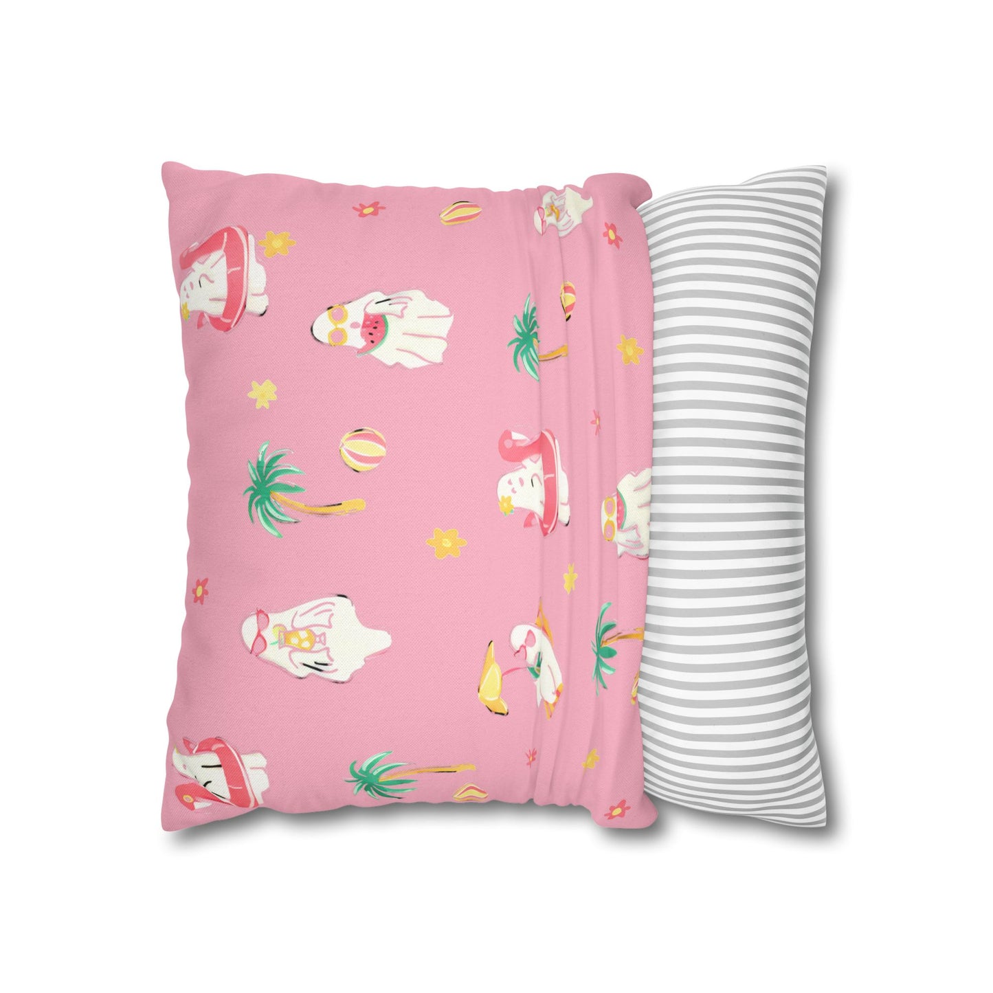 Pink Summerween Pillowcase - Tropical Home Decor, Cute Pillow Cover, Summer Gift, Fun Room Accent, Beach Themed Decor
