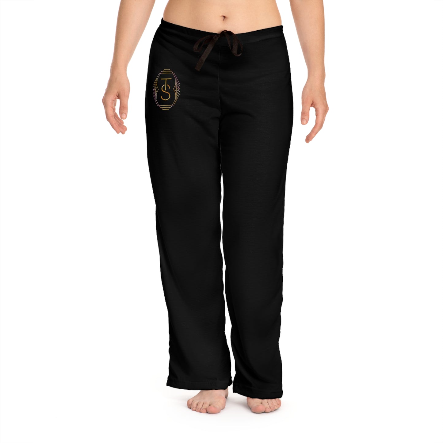 Women's Black Lounge Pajama Pants – Monogram Gold Crest
