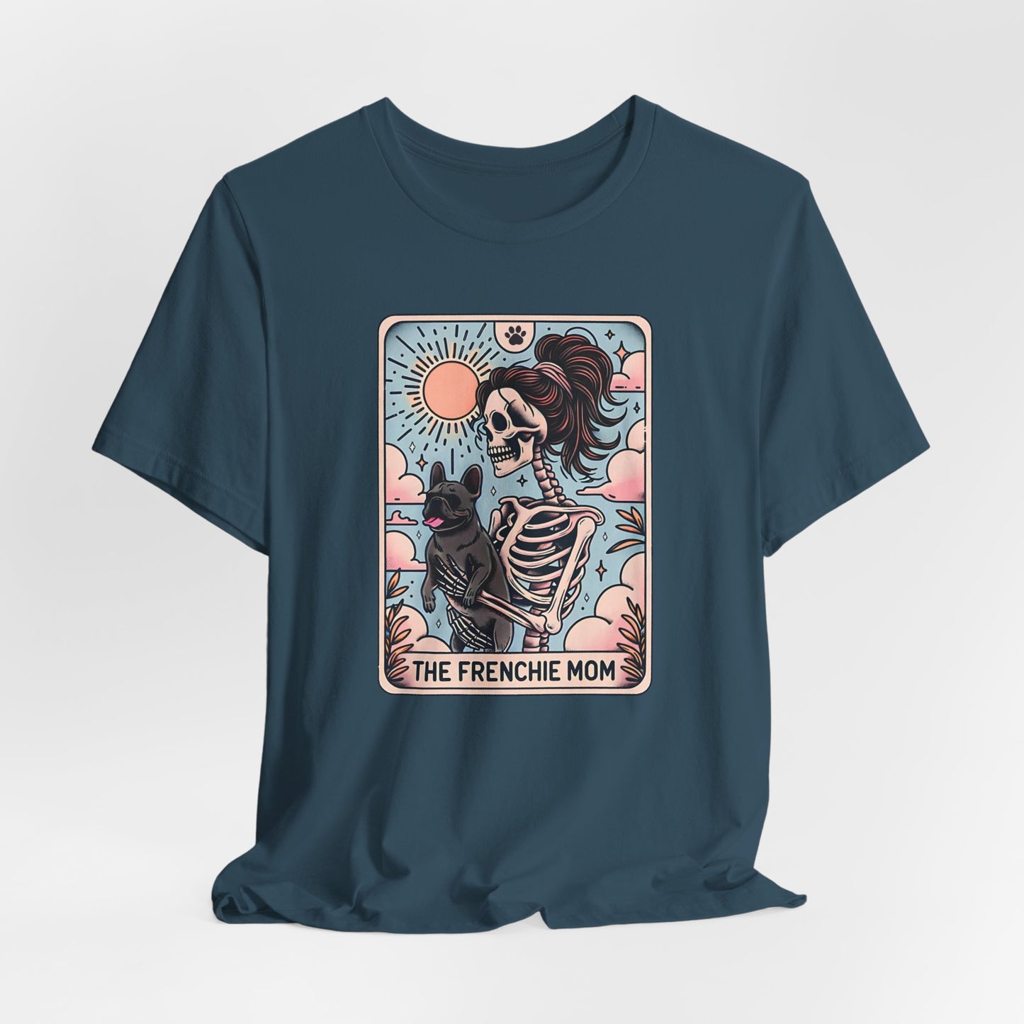 The Frenchie Mom Tarot Tee - Fun Graphic Shirt for Pet Lovers, Dog Mom Gift, Halloween Style, Casual Wear, Graphic T-Shirt, Unique Gift Idea