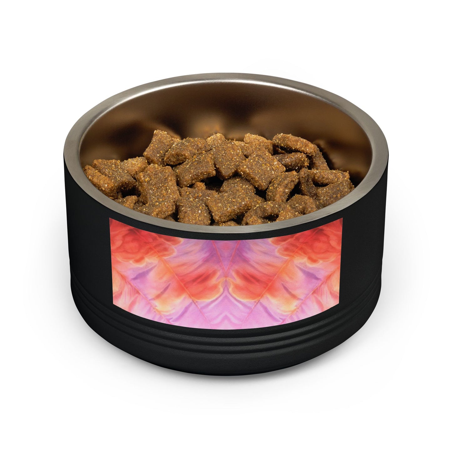 Miss Americana Stainless Steel Pet Bowl - Pink Orange Watercolor Floral Design, 18oz