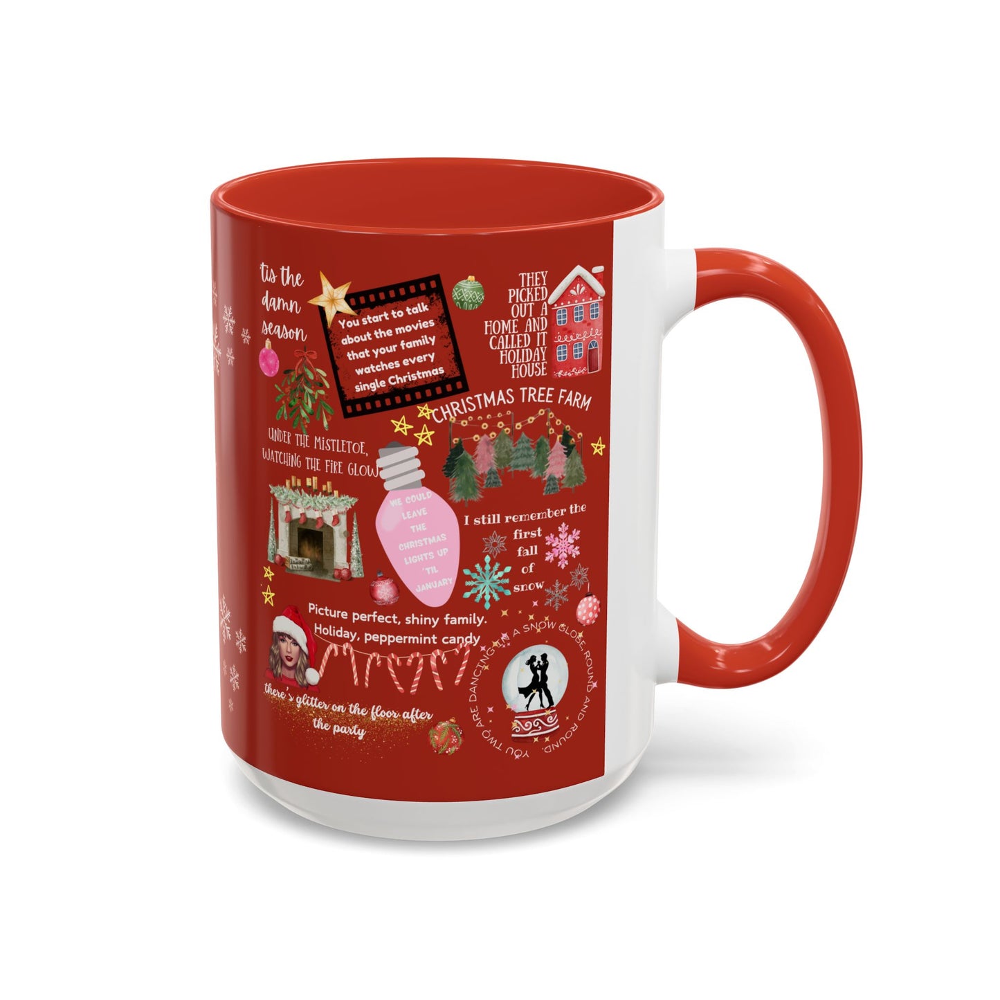 Merry Swiftmas - Swiftie Lyrics Collage - Accent Coffee Mug (11, 15oz)