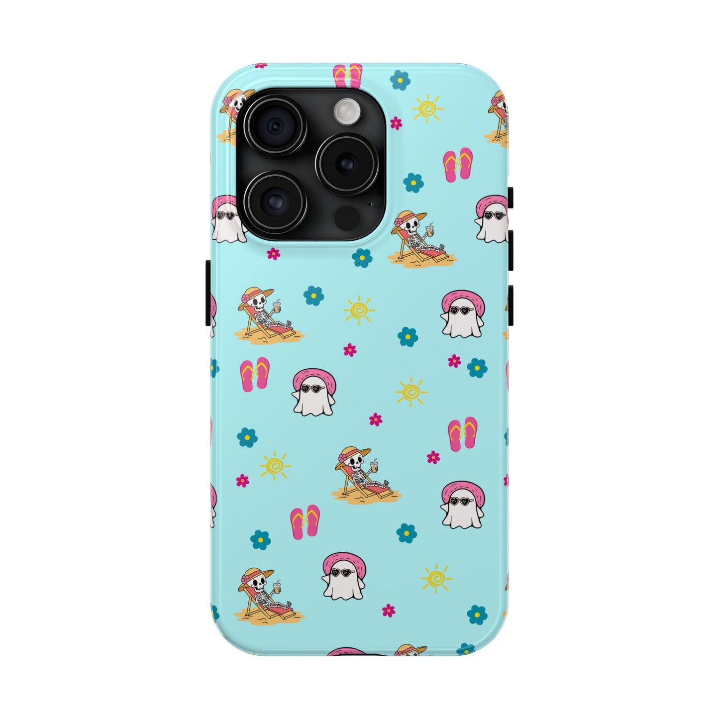 Aqua Summerween Tough Phone Cases, Cute Beach Pattern, Fun Gift for Beach Lovers, Summer Accessories, Protective Phone Cover