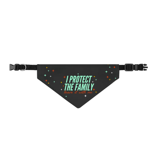 Clip-On Pet Bandana — "I Protect The Family" Protective Dog Bandana