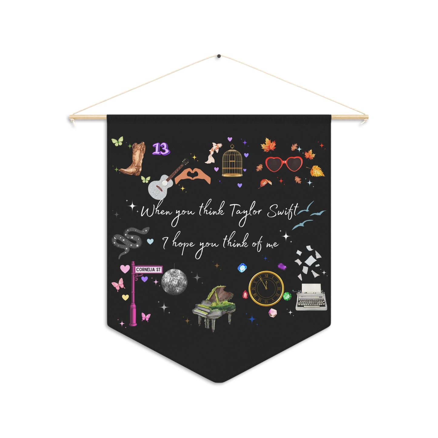 I hope you think of me -  Pennant Banner, Bohemian Home Decor, Music Lover Gift, Wall Art, Party Decoration