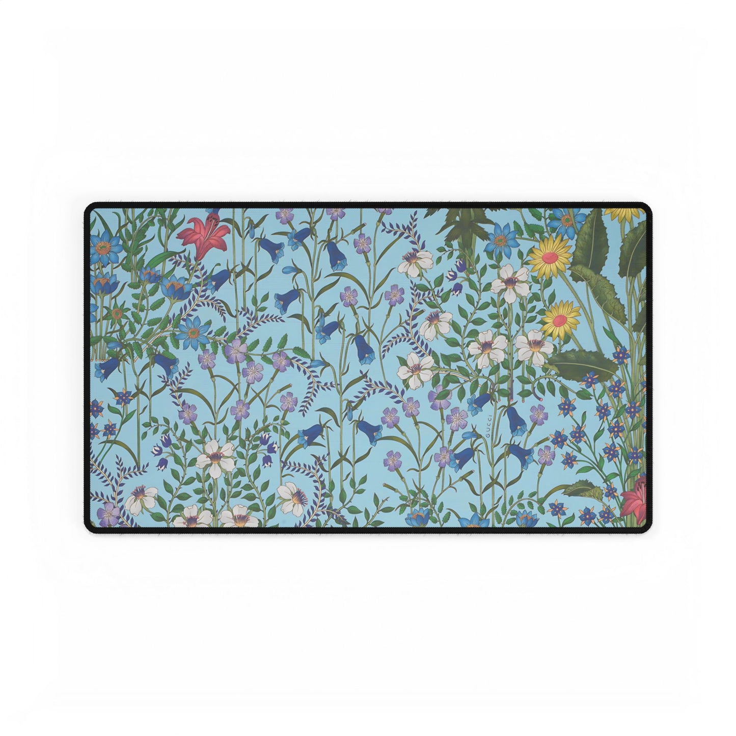 Floral Desk Mat - Nature-Inspired Workspace Decor "Flora Blue"