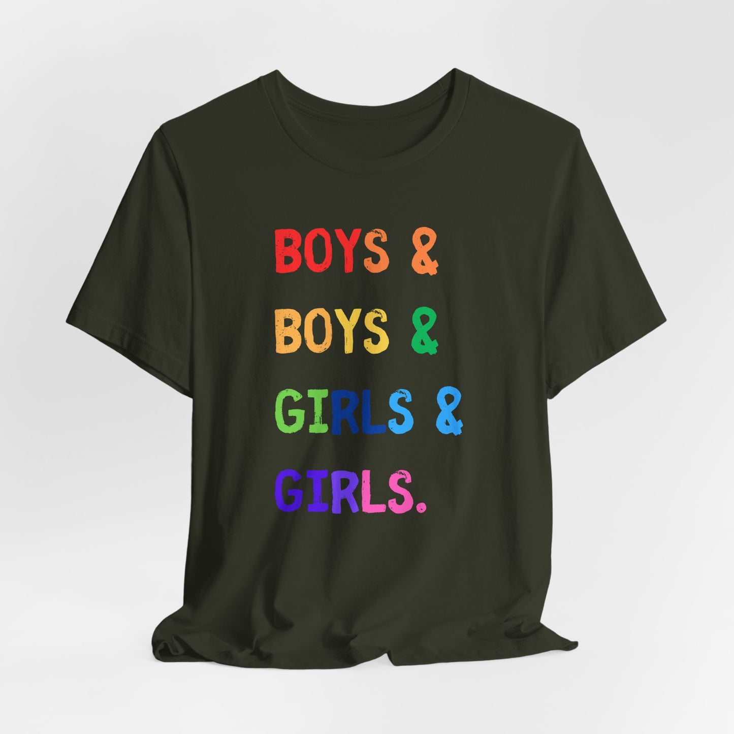 boys & boys & girls & girls - Unisex Rainbow Pride Tee - Celebrate Diversity & Inclusivity, LGBTQ+ Pride Shirt, Gender Neutral Fashion, Everyday Comfort