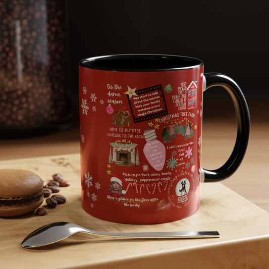 Merry Swiftmas - Swiftie Lyrics Collage - Accent Coffee Mug (11, 15oz)